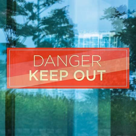 Cgsignlab | סכנה שמור על חלון -אלכסוני -מודרני נצמד בחלון | 36 x12